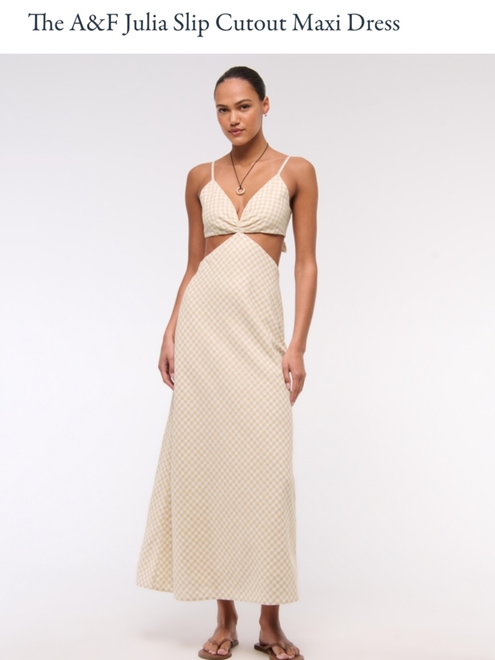 Abercrombie & Fitch Julia Cutout Maxi Dress - Cream Gingham